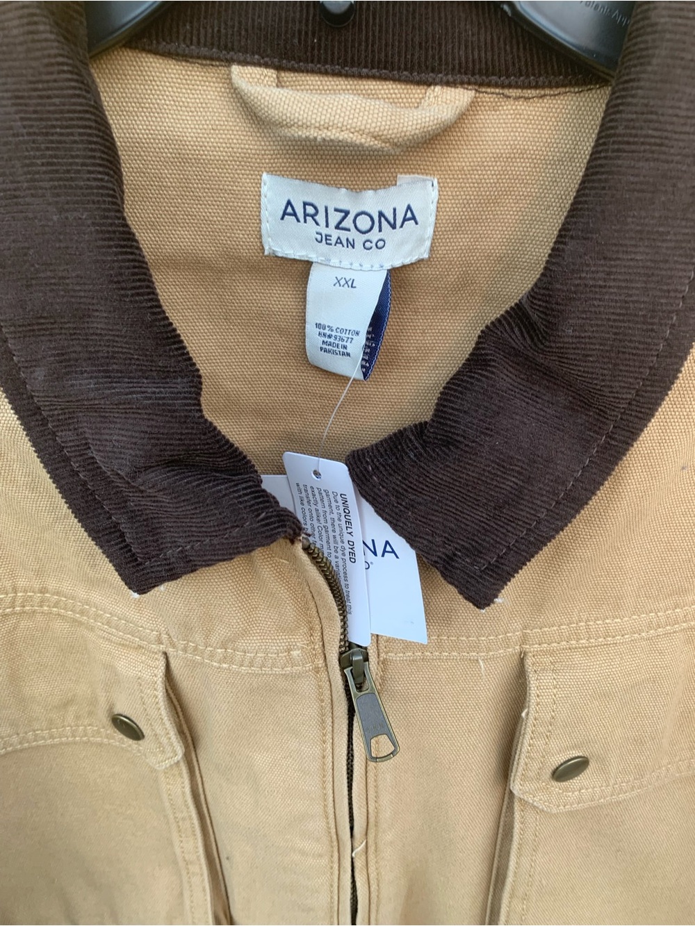 NWT Arizona Jean Co. Tan Canvas Jacket with Contrast Collar - Picture 2 of 8